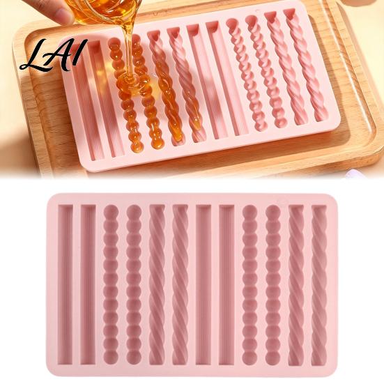 Flexible Soap Crafting Mold Silicone Chocolate Rod Mold 12 Cavity Non-stick Baking Tray Heat Resistant Molds Strip for Oven And Refrigerator Kitchen