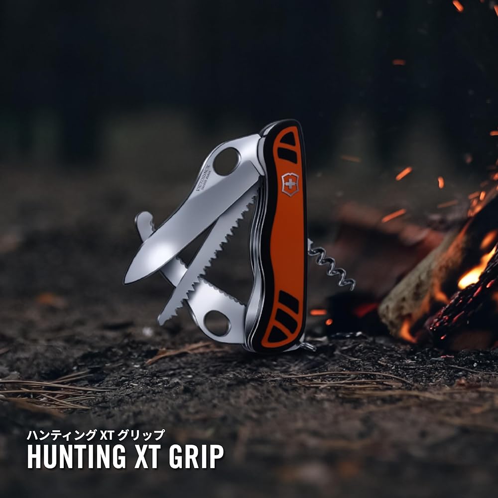 Victorinox Hunting XT Grip Orange/Black Multi-Tool Swiss Army Knife with Saw 6 Functions Outdoor Camping 0.8341.MC9