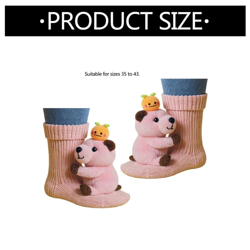 3D Knits Animal Socks,Plush Animals Hug Socks,Funny Novelties Winter Warm Hand Crocheted Socks Christmas Gifts Women
