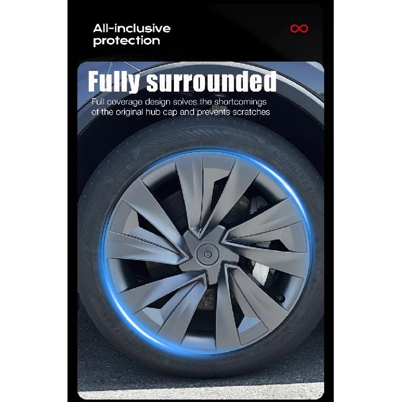 Para Tesla Model Y Juniper 4 Peças Calota de Roda 19 Polegadas Calota de Cubo Substituição Performance Calota de Roda Crossflow 2025 Acessório de Calota Completa
