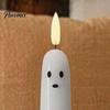 Halloween Ghost Candle Lights Flameless Taper Candles, Battery Operated Flickering Light with Real Wax Texture Candles Remote, 3D Wick LED for Dinner
