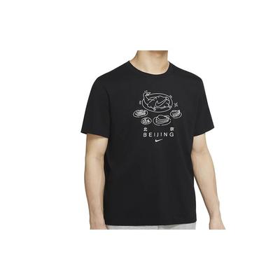 Beijing Food Print Short Sleeve T-Shirt Men Tops Black CZ3588-010