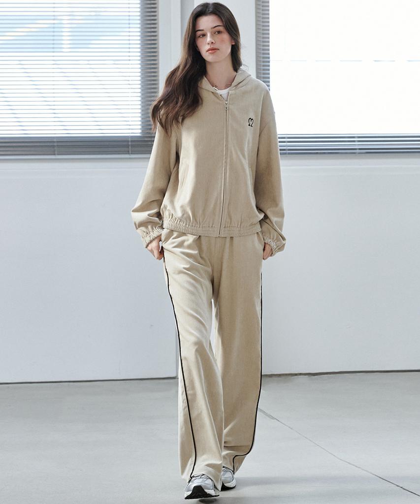 MALOUPE 2170 Velvet Elastic Waist Pants (Beige)