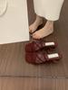 Korean Fairy Wind Cross with Open-toed Suede Slippers Female Summer Wear 3cm Small Thick Heel Not Tired Feet Sandals
