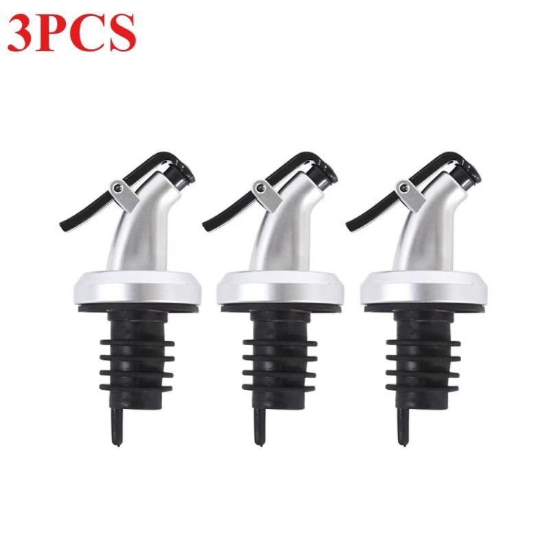 3PC Stainless Steel Oil Vinegar Cruet Dispenser with Drip Free Spouts for Kitchen Wine Olive Oil Balsamic Dressing Pourer Bottle