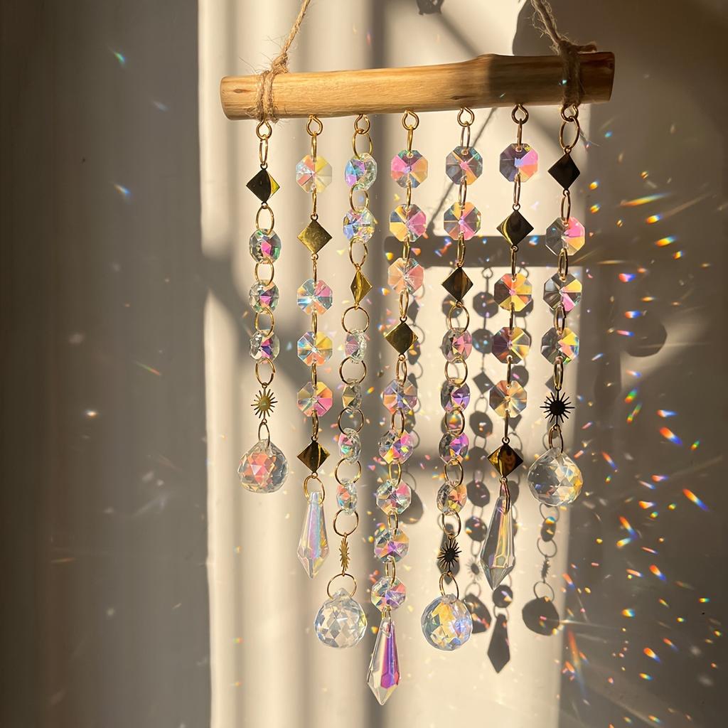 1PCS Fantasy Crystal Wind Chime Hanging Window Room Illusion Rainbow Home Hanging Wall Decoration Outdoors Decor Suncatcher Gift