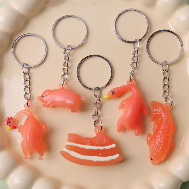 Breloczki z kaczuszką pieczoną zmieniające kolor pod wpływem światła UV Zwierzęta Ryba Świnia Kurczak Brelok do kluczy Kółko do kluczy samochodowych Zawieszka do torby