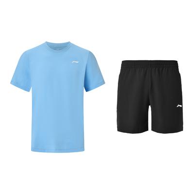 Li Ning Logo Print Round Neck Loose Short Sleeve Elastic Waist Shorts Casual Sports Set Unisex Sets ATSU919-3+AKSU789-3
