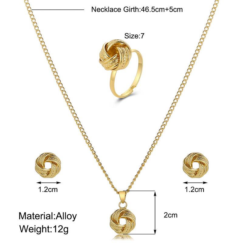 

Elegant Necklace Ring Earrings Set, Premium 3-Piece Jewelry Gift for Her Daily & Formal Use золотистий