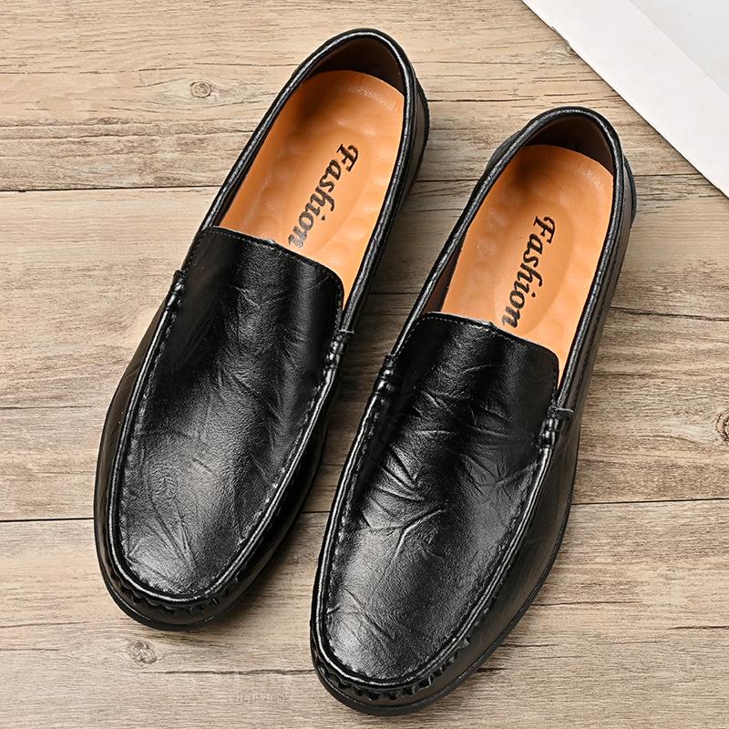 Men's Handmade Slip-On Leather Loafers - Autumn British Style, Casual & Business, Soft Sole Driving Shoes