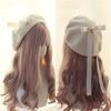 Fashion Lolita Japanese Style Beret Hat Woolen Handmade Winter Berets Hat Sweet Lacebow Bow Beret Winter Season