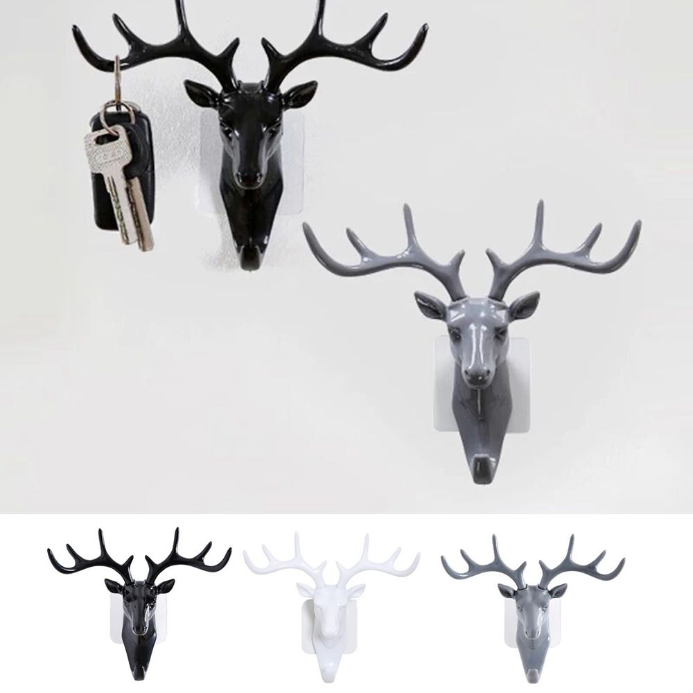 

Черный/белый/серый держатель для ключей с головой оленя, рога, крючок из рога оленя, креативная вешалка с рогами оленя, ключ