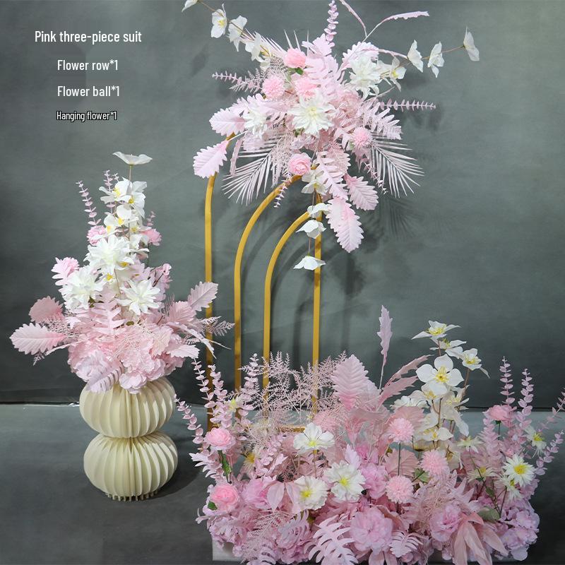 Champagne Aisle Flower Row for Chinese Wedding Stage Decor - Artificial Wedding Flowers