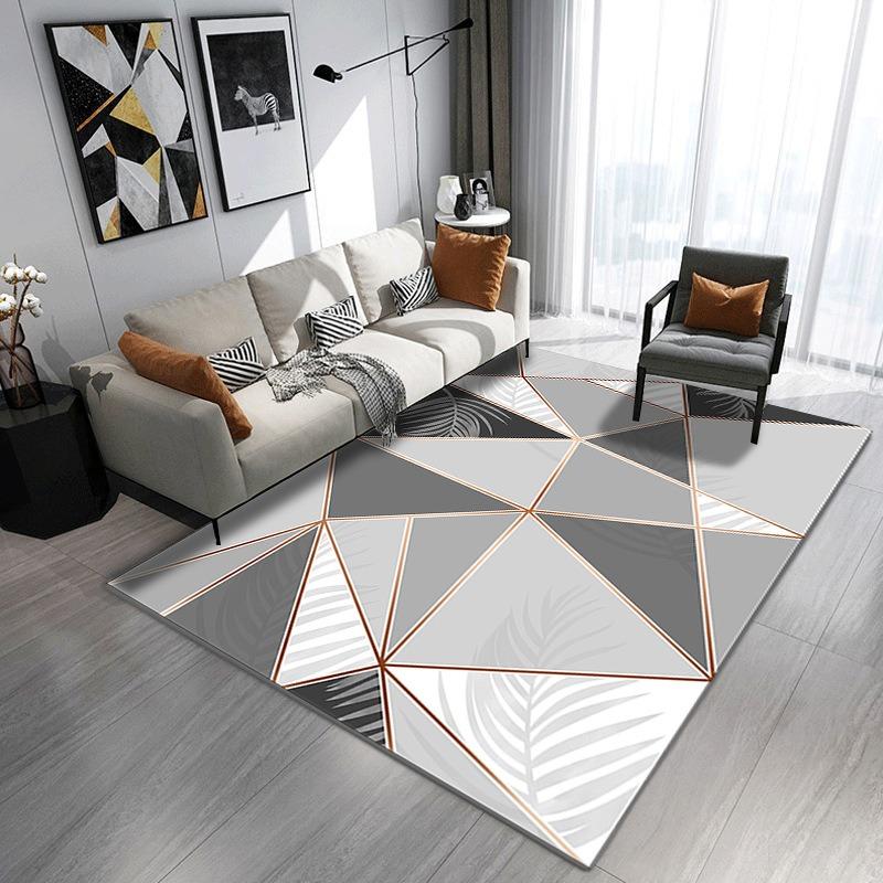 Europe Style Fashion Geometry Grid Carpet Living Room Sofa Bedroom Bedside Study Entrance Door Rug Non-slip Home Decor Mat