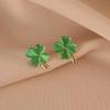 Einfache Katzenaugenstein Ohrstecker Süße Freundschaftsohrringe Kleeblatt-Ohrringe Frühling Sommer