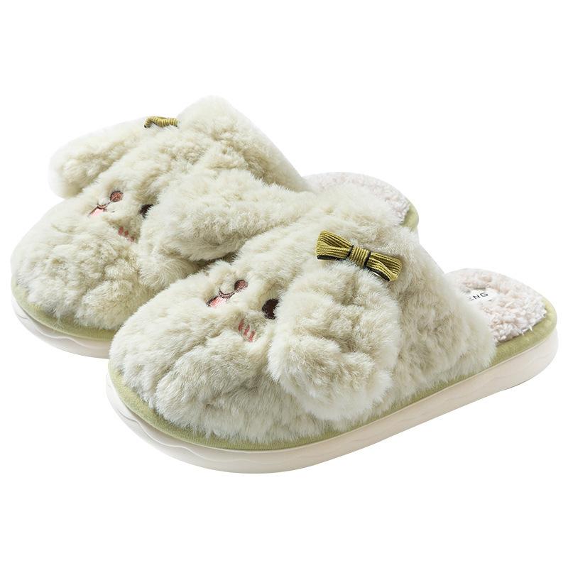 Plush Slippers Indoor Home Anti Slip Warm Cotton Slippers Autumn Winter Cute Dog Couples Slippers Women