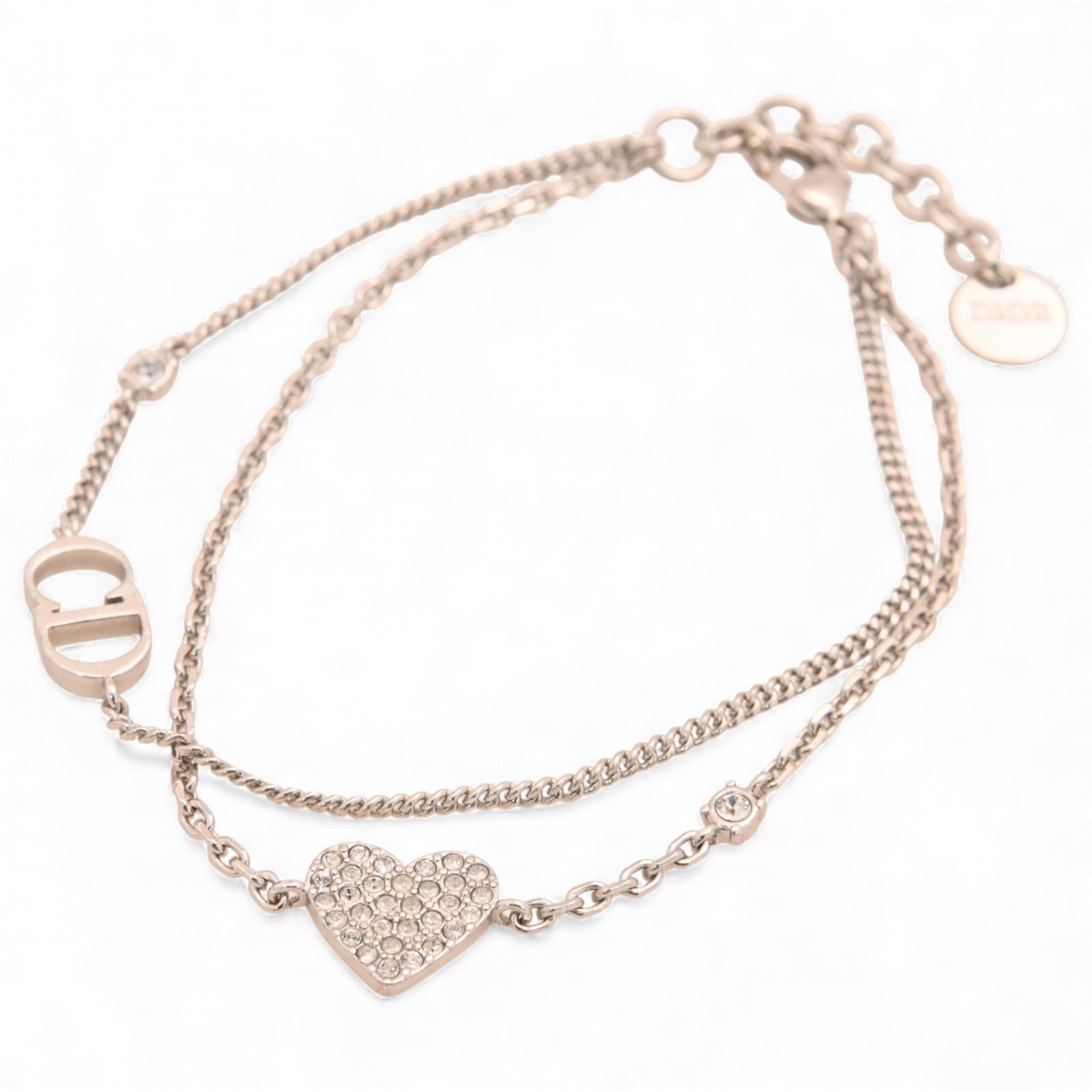 

Auth DIOR CD Logo Heart Rhinestone Bracelet Women s Jewelry di5621vd Used