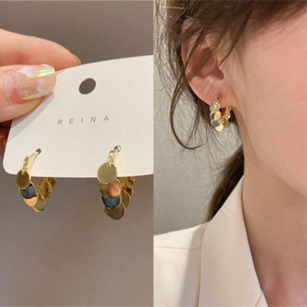 Golden Circle Earrings for Women 2025 New Ear Buckles, Light Luxury, High-end Sensory Ring Earrings, No Need To Pick Earrings When Sleeping