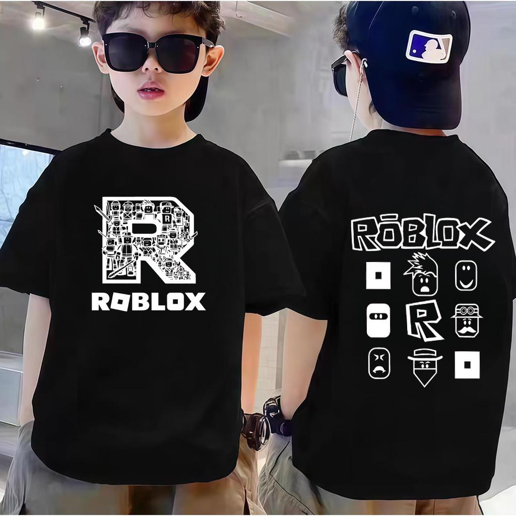Korean children's T-shirt, Roblox printed round neck top, men's T-shirt