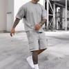 Men's Short Sleeve T-Shirt and Drawstring Shorts Casual Lounge Set Multi Color