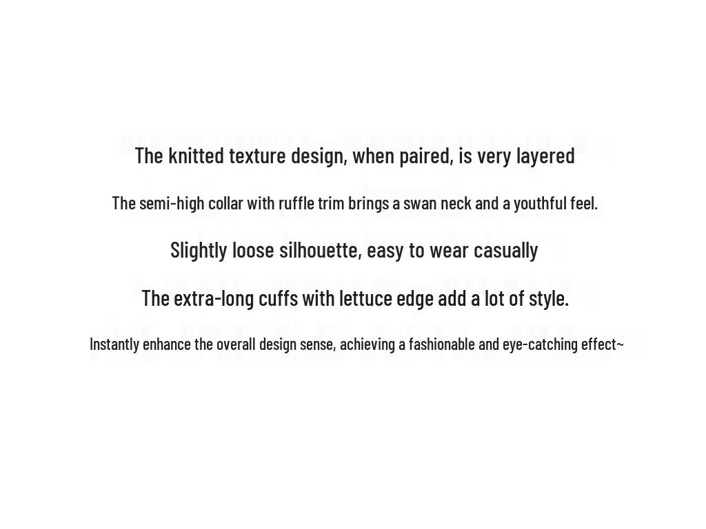 Ordifen Women's Semi-High Collar Ruffled Knit Sweater