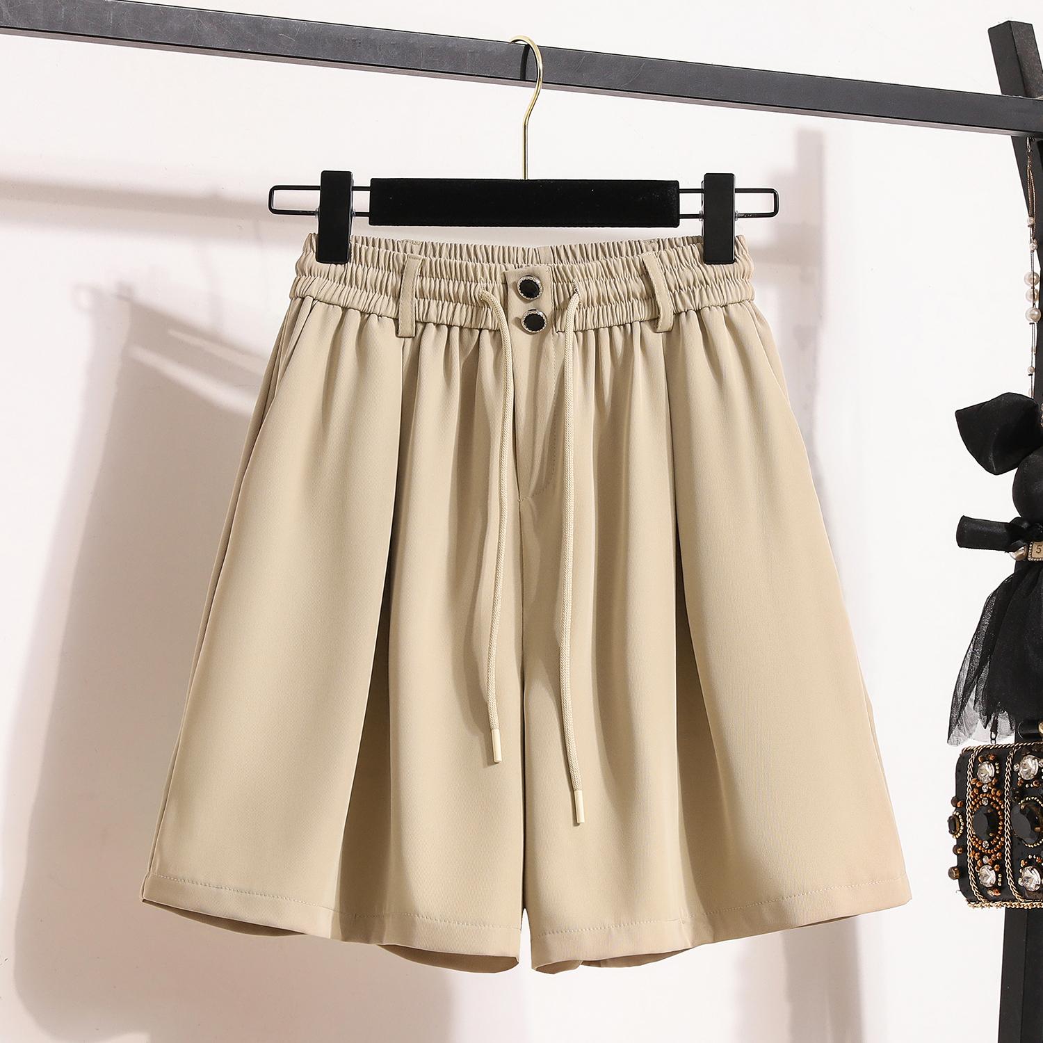 

DIMANAF 2024 Большие размеры женские летние брюки широкие брюки 5XL шорты с высокой талией эластичные свободные повседневные базовые короткие брюки 2XL