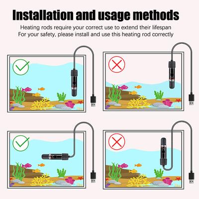 Usb Mini Aquarium Heating Rod For Small Fish Tank 26Celsius Constant Temperature Aquarium Heater Submersible Thermostat Heater 10W