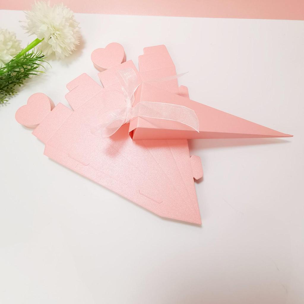 Caixa de Doces em Formato de Coração e Cone para Lembrancinhas de Casamento, Pequena Caixa de Presente, Design de Sorvete