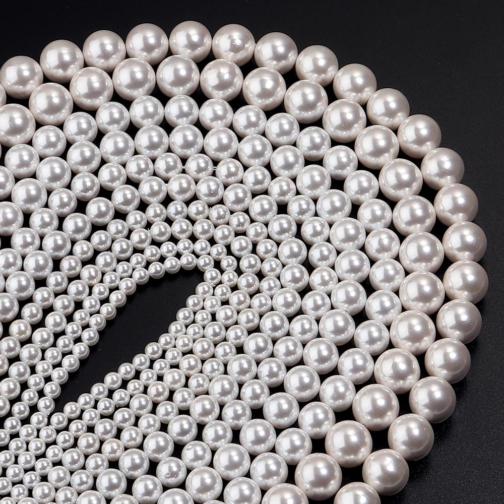 4/6/8/10/12mm Natural White Shell Pearl Beads Round Loose Spacer Beads For Jewelry Making DIY Bracelets Necklace Accessories