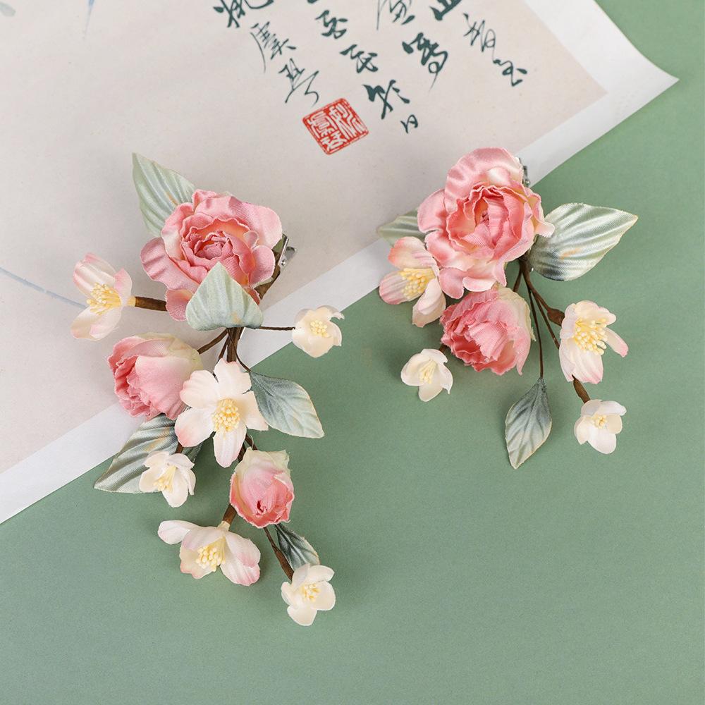 Flower Hair Clips Forks Chinese Hanfu Hair Accessories for Women Hairpin Fork Handmade Vintage Wedding Hair Jewelry Retro Crowns for Girl and Women