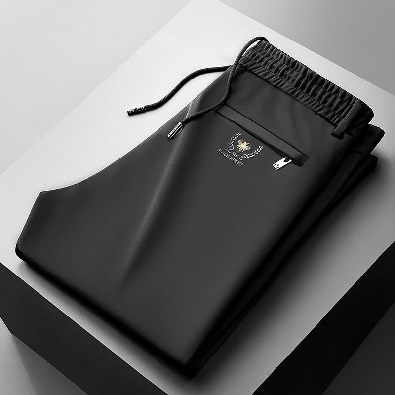 

Мужские брюки Свободные прямые кулиски с эластичной резинкой на талии 2 боковых кармана Дышащие мягкие повседневные спортивные штаны полной длины Длинные спортивные брюки на каждый день M чёрный