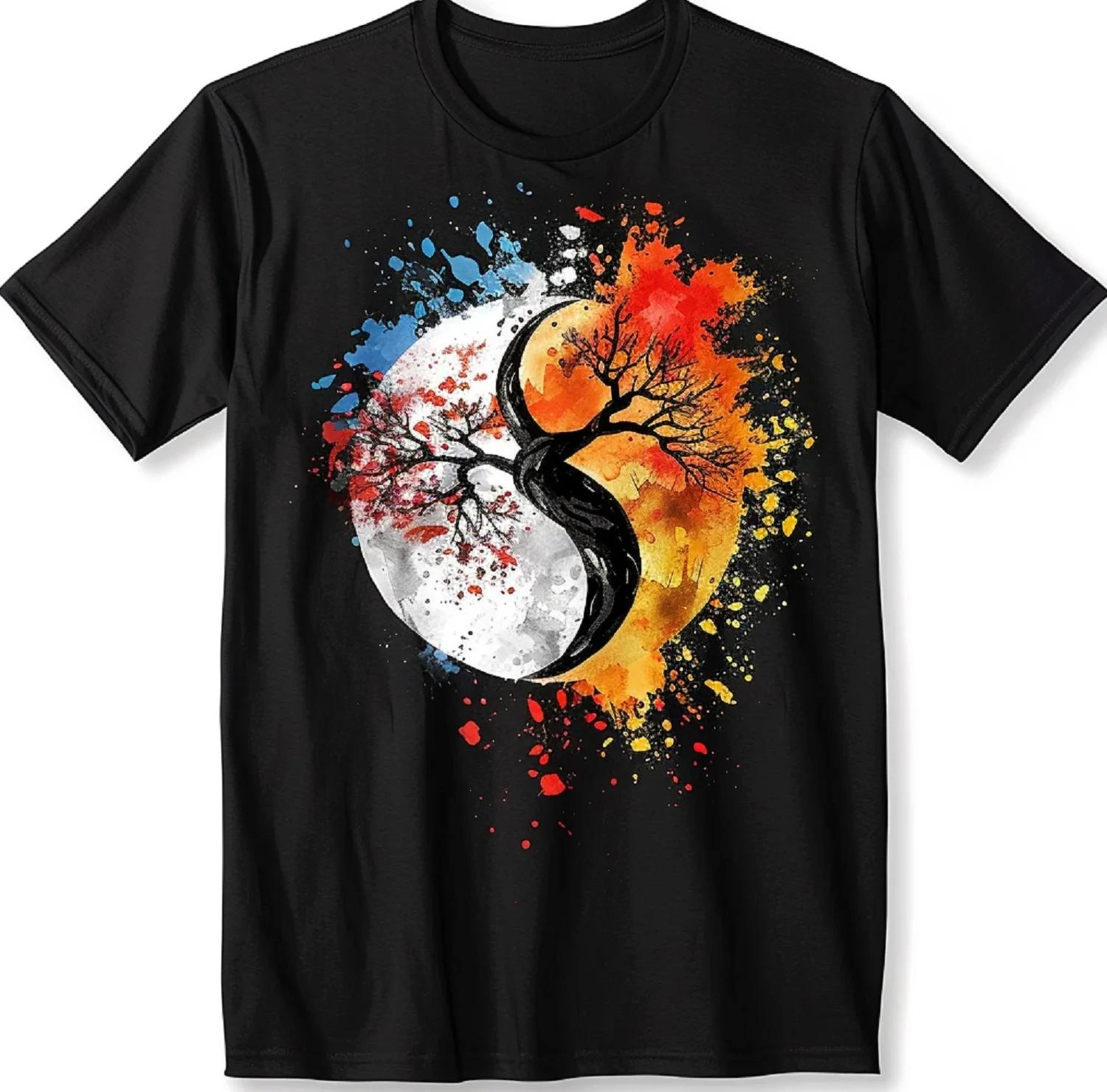

Tree of Life Yin Yang Printed Tshirt Chinese Yin Yang Tai Chi Meaning Clothing Tshirt 100 Cotton Fashion Short Sleeve Top S
