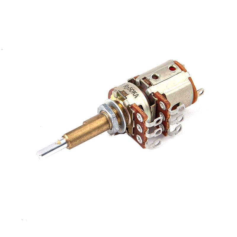 16Type Double Shaft Potentiometer With Switch A50K B50K Shaft Length 30Mm
