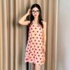 Women's Sleepwear Butterfly Print Lettuce Trim Nightdress Casual Round Neck Backless Mini Slip Dress Soft Comfortable Nightwear
