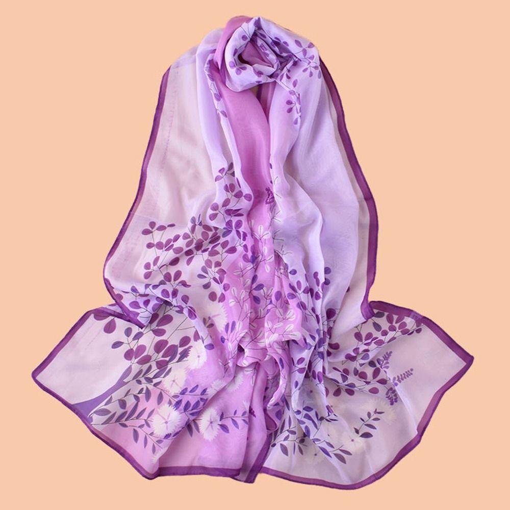 Floral Print Sunscreen Shawl Thin Shawl Silk Elegant Wrap Hijab  Summer