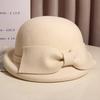 Face Looking Hepburn Style Curled Bow Hat for Women with Dome Temperament, Daughter In Law Style Wool Wool Fashion Hat