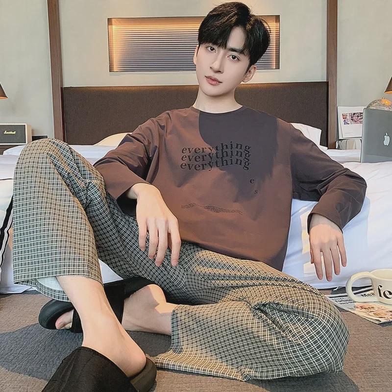Men's Long-Sleeve Trousers Suit for Autumn/Winter Home Wear, Available In Large Sizes