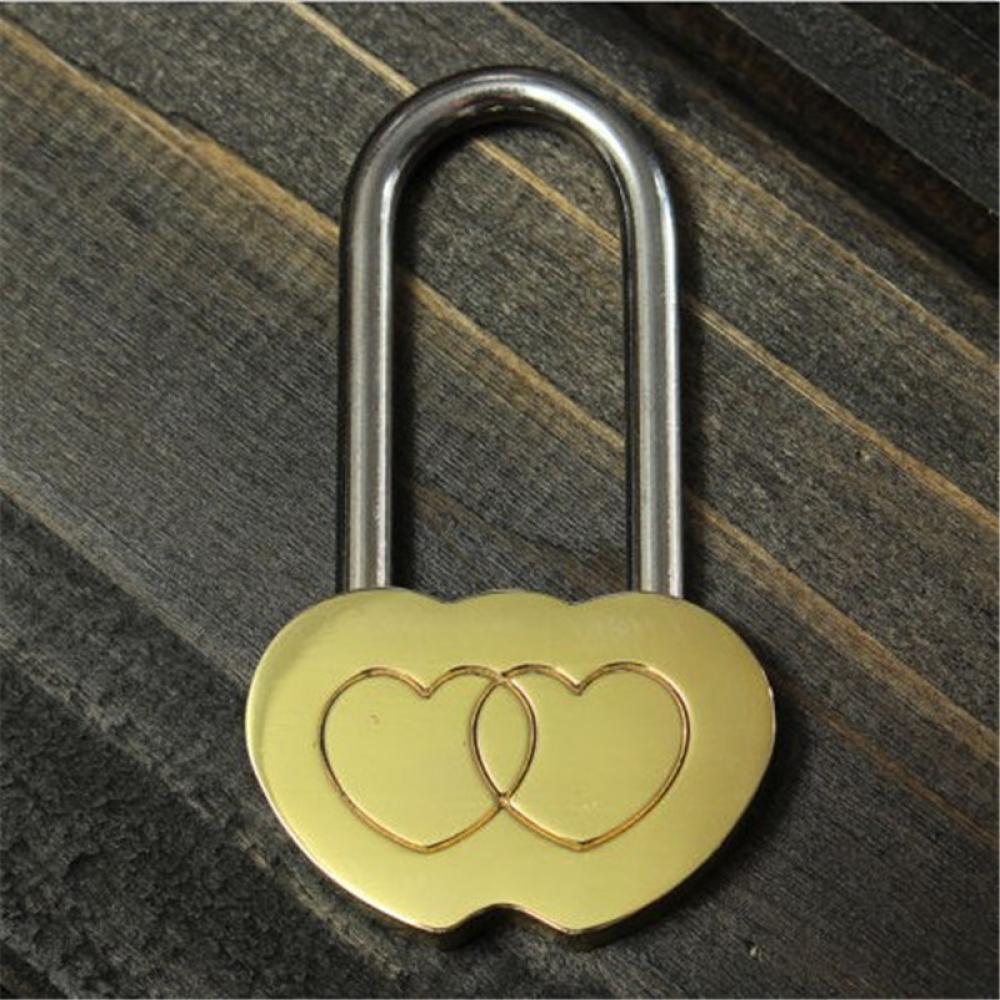 40mm Love lock tourist attraction ing lock concentric lock wedding lock cannot be opened Engraved Double Heart Lock