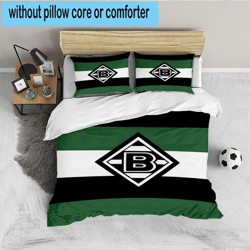 3PCS Green Black Borussia Bedding set,Ideal For1pc Duvet Cover And 2pcs Pillowcases Perfect for Christmas gift,Ideal for Bedroom, Dormitory