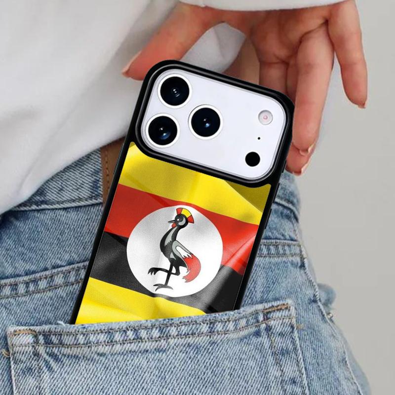 Flag of Uganda Phone Case for iPhone 16e 15 14 13 12 17 Pro Max Plus Air 17pro Cover Coque