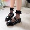 Japanese Lolita Bowknot Fishnet Lace Ankle Socks, White or Black