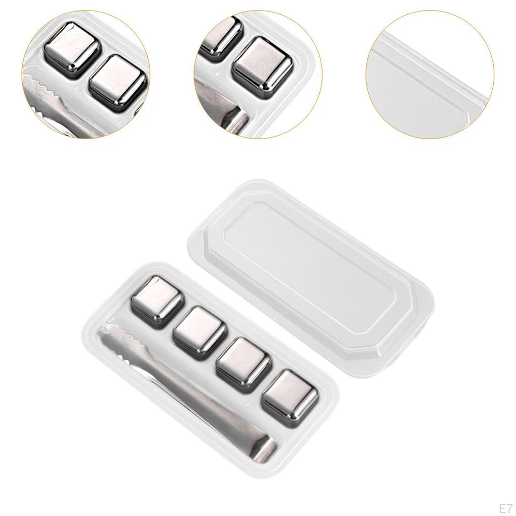 Sada prémiových kostek na chlazení nápojů z nerezové oceli s táckem - ideální na whisky, koktejly a