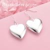 Charm 925 Sterling Silver Exquisite Shiny Heart Shape Drop Earrings Women's Fashion Wedding Party Jewelry