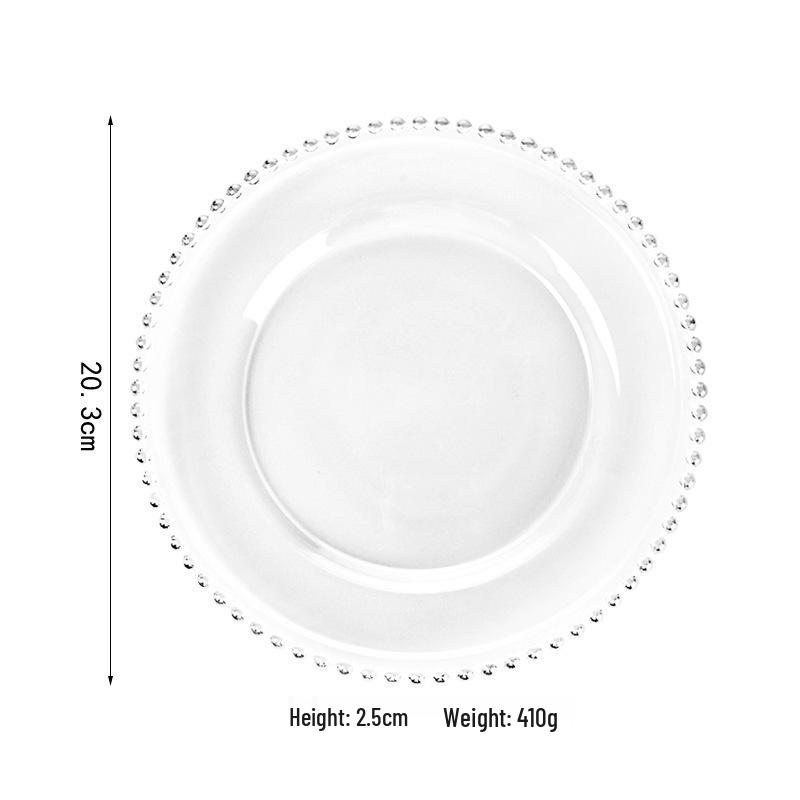 Gold-Edged Glass Beaded Salad Plate for Weddings and Banquets