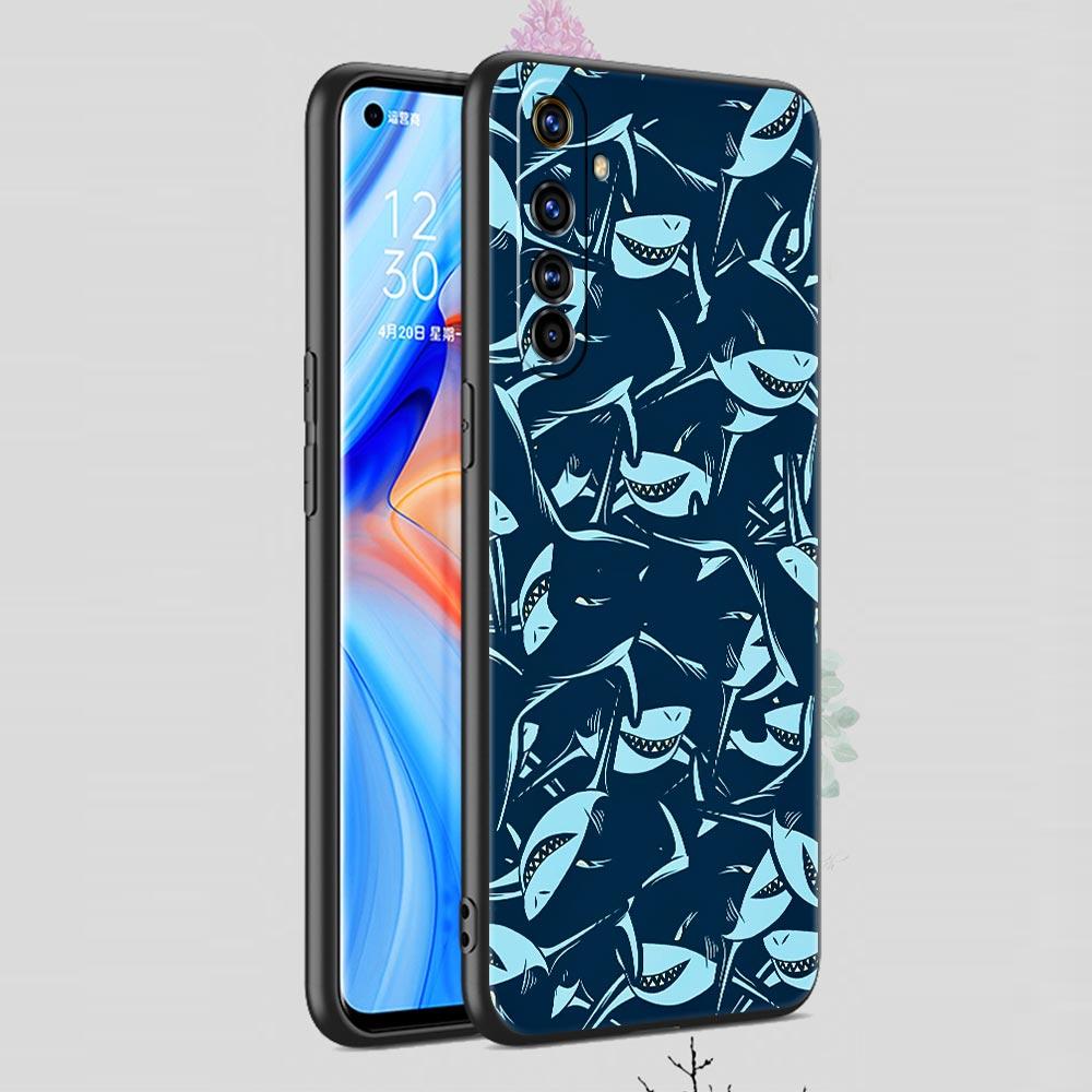 Seaside Sharks Pattern Soft TPU For Realme 13 12 11 10 9 Pro Plus GT3 GT2 C21 C25 C35 C53 C55 C67 Pro 5G Phone Case Cover Fundas