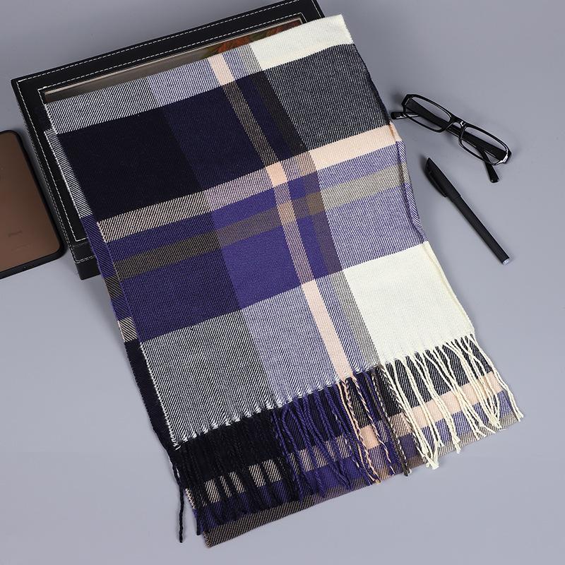 Men'S Scarves Are Versatile, Autumn And Winter Plaid Lengthened And Thickened Scarves, Couple Scarves, Warm Shawls For Women