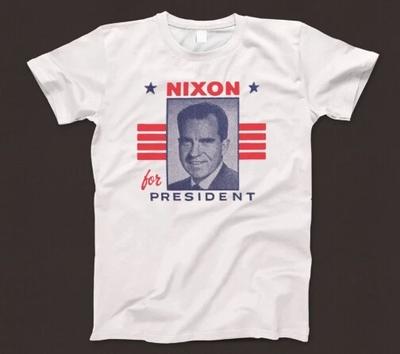 T-shirt Nixon per il Presidente 637 Campagna Elettorale Retrò Anni '70 Watergate Repubblicano