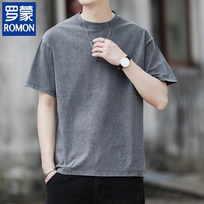 ROMON Men s Washed Distressed Cotton T-Shirt 2XL