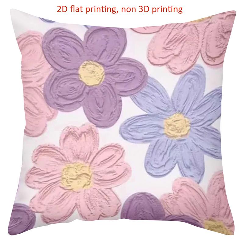 Floral Patterned 2D Printed Cushion Covers for Home Polyester Pillowcase, Sofa Decorative Cushion Cov Headboard Pillow