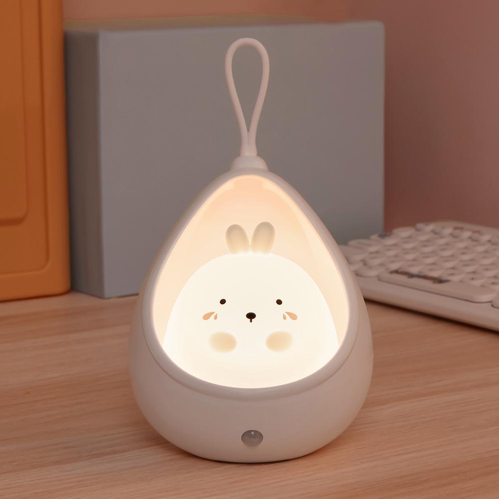 LED Night Light Human Body Sensing Lights USB Rechargeable Cute Animal Silicone Lamp For Bedroom Living Room Decor Children Gift
